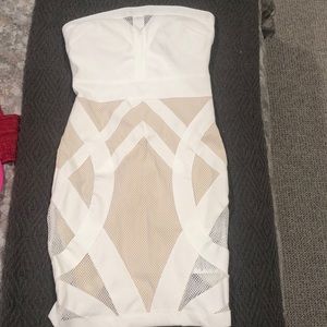 Bodycon white Bebe dress, worn once